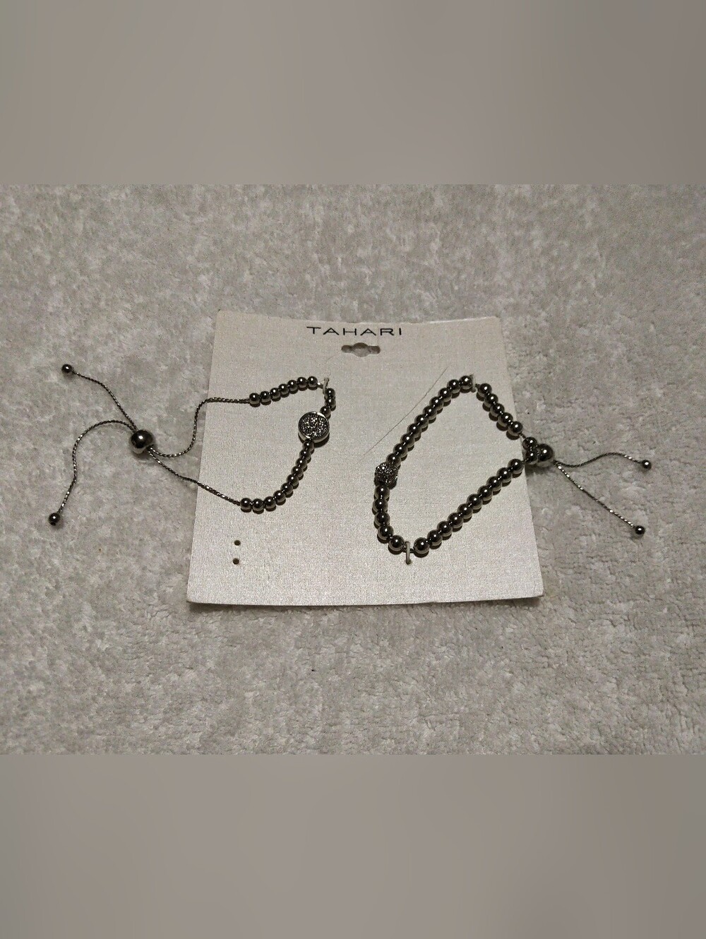 NWT 2 Tahari Women's Metallic Gunmetal Beaded Bracelet Duo